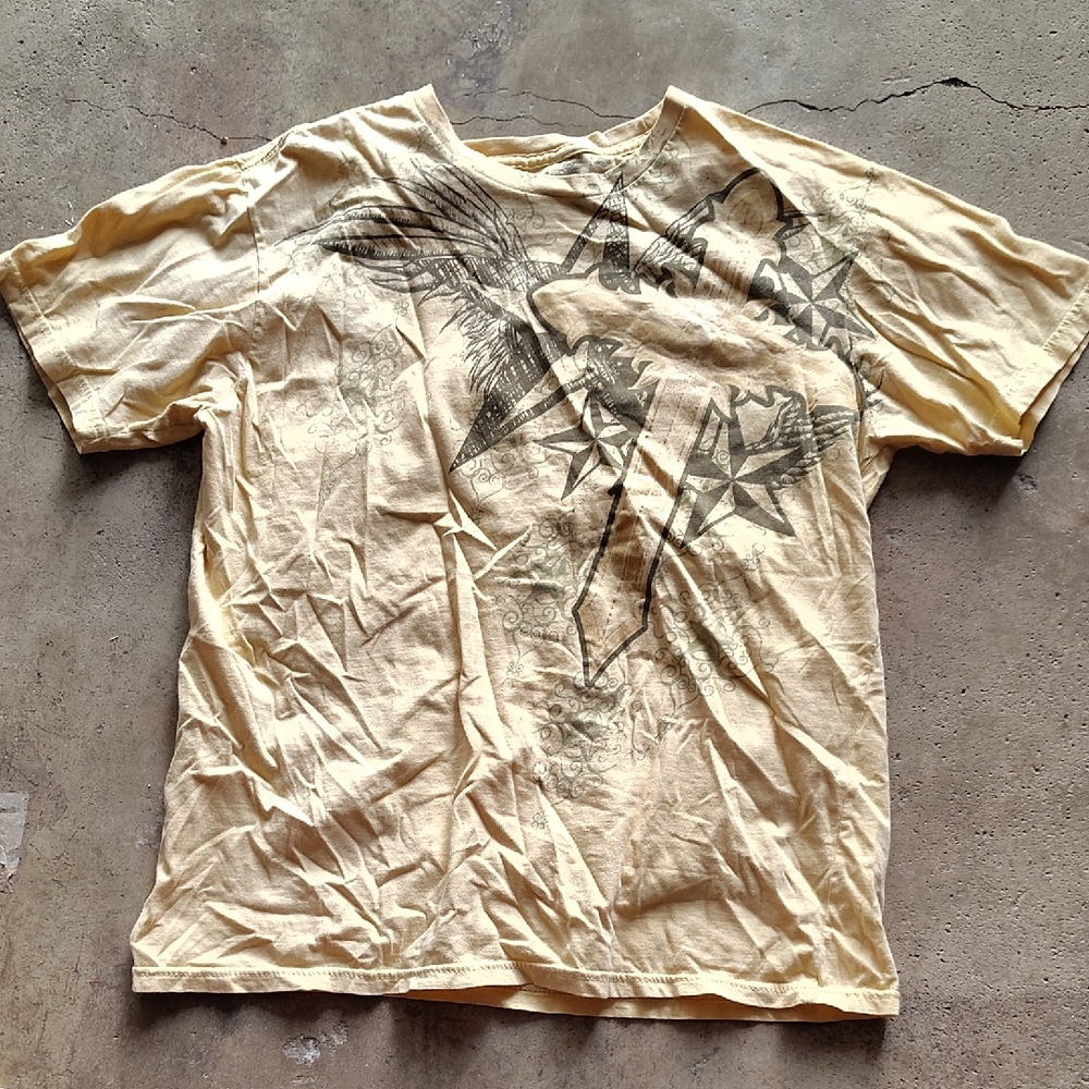 Men's Short Sleeve Tee in Cream with Geometric Print